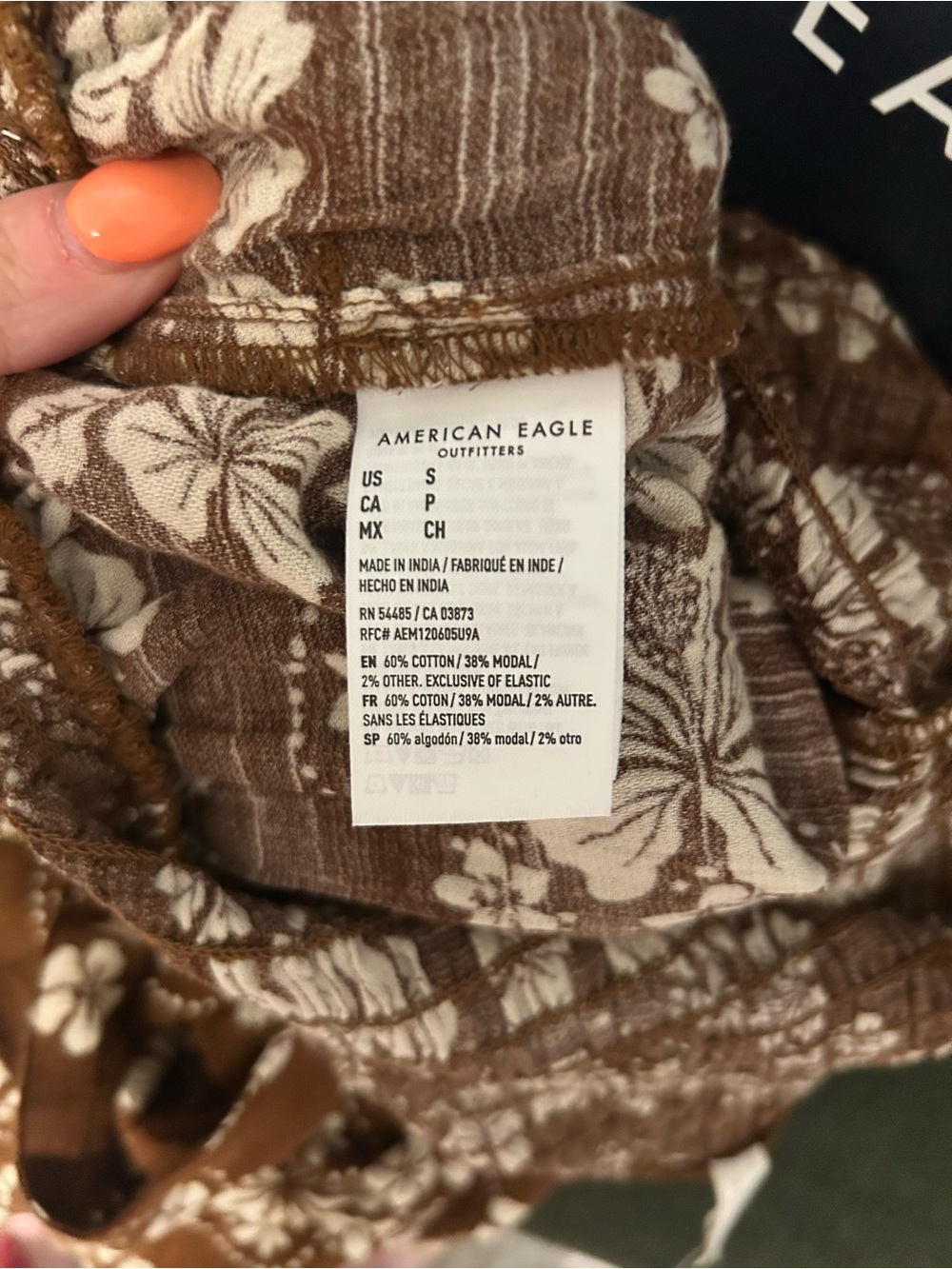American Eagle Outfitters Brown Floral Square-Neck Wide-Leg Jumpsuit - Picture 7 of 7